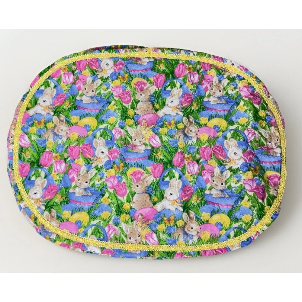 Easter Bunnies And Tulips Oval Placemats Set Of 4 Vintage Bright‎ Colorful
